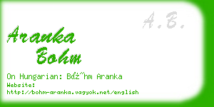 aranka bohm business card